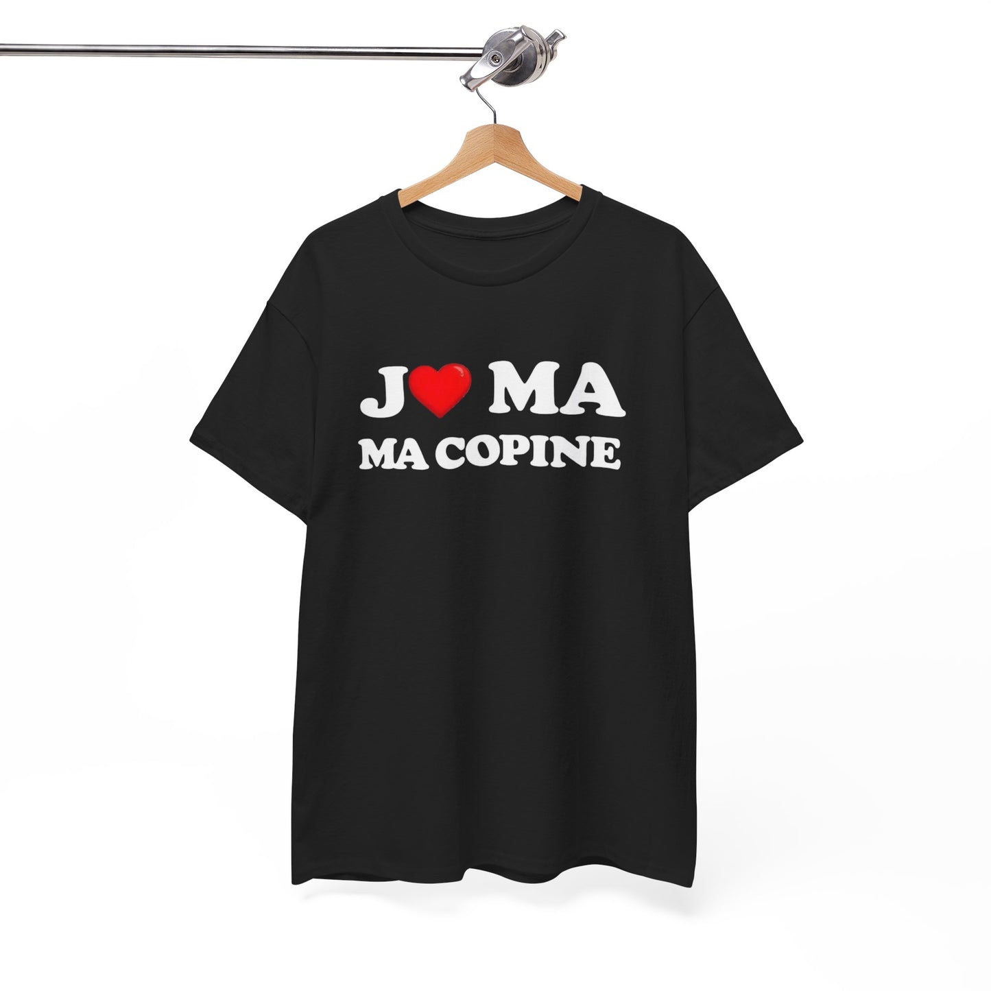 Tee Shirt J’aime ma copine – Message amour couple – Cadeau romantique Blanc Gris Noir