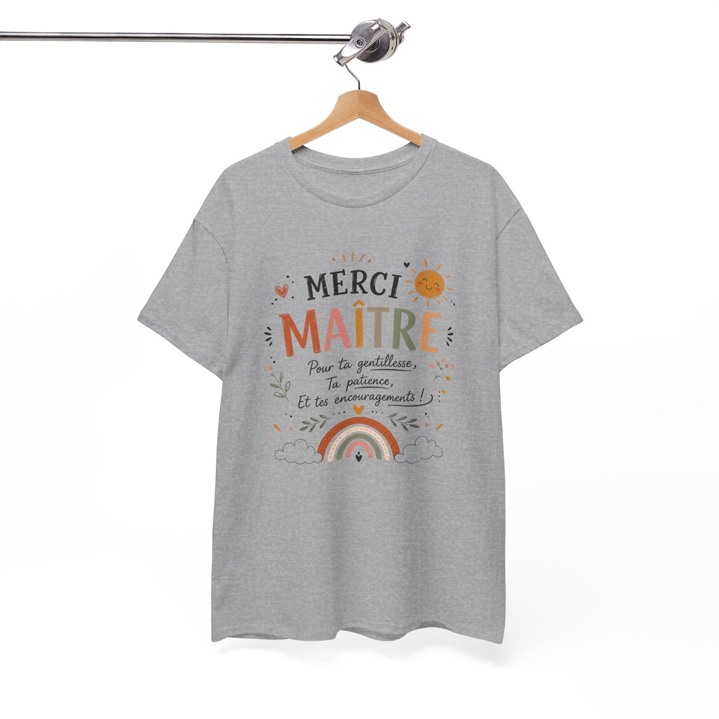 Tee-Shirt Merci Maître Homme – Cadeau Fin d’Année Scolaire Enseignant École Primaire Remerciement Institututeur