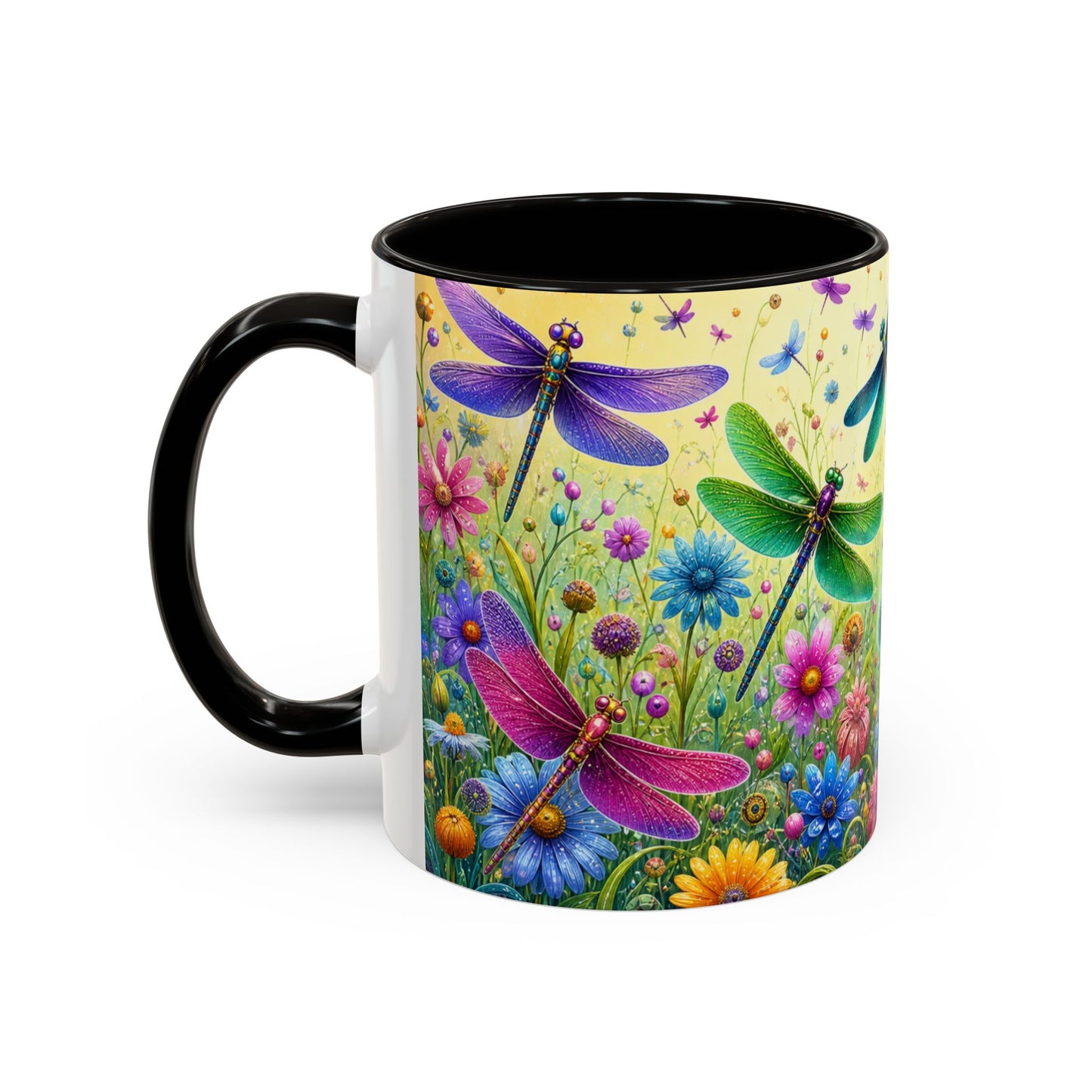 Tasse Libellules et Fleurs Colorées – Mug Nature Printemps et Jardin Fleuri – Design Artistique Floral – Céramique 325ml