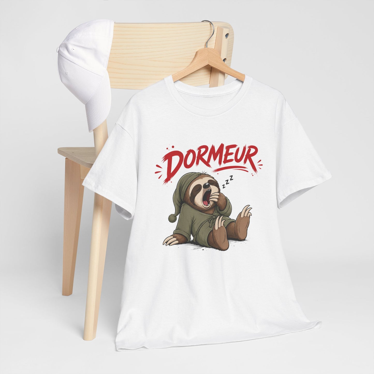 Tee-Shirt Dormeur – Paresseux Fatigué Humoristique – Cadeau Homme Adulte Amateur de Siestes