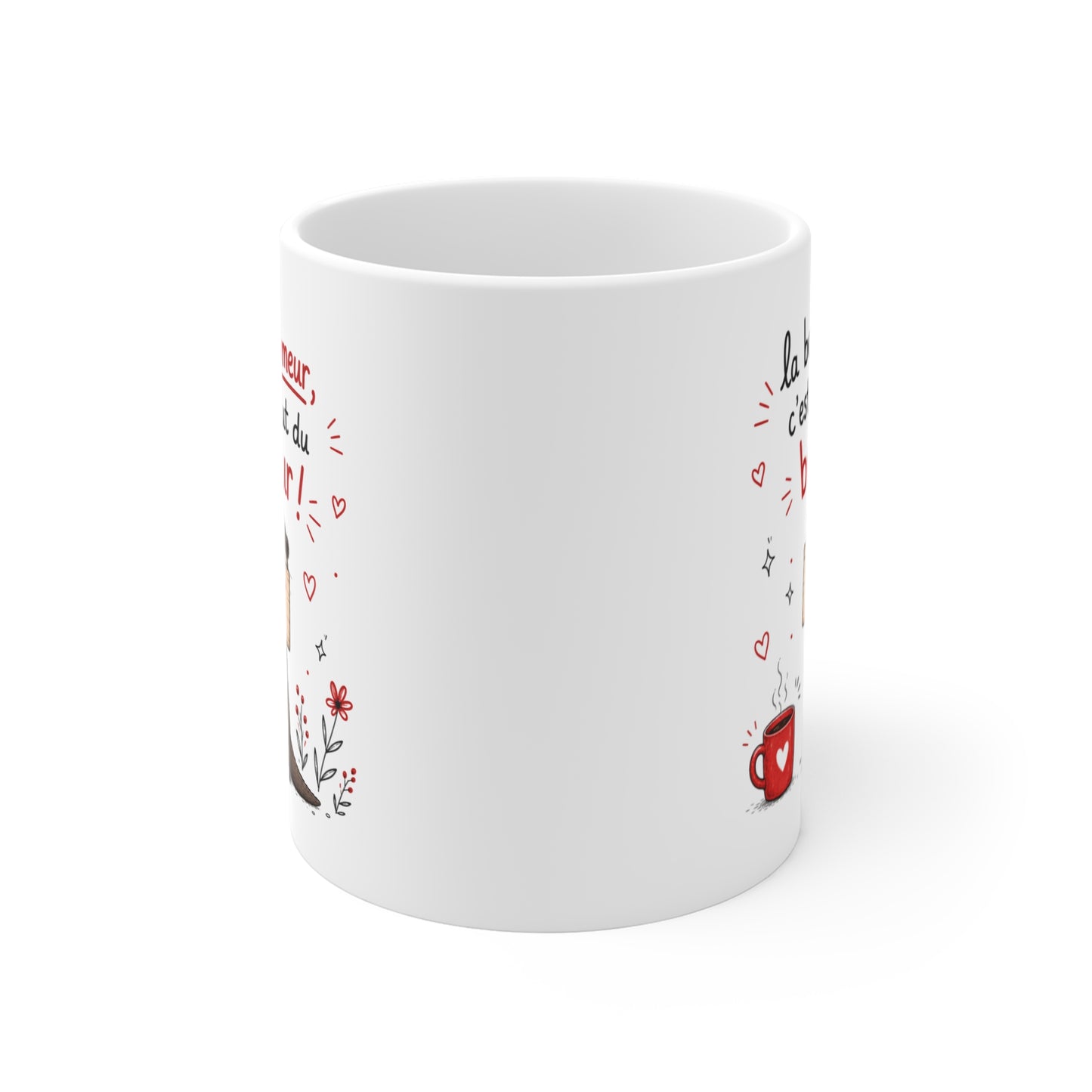 Tasse La Bonne Humeur C'est le Début du Bonheur – Mug Loutre Positive Cadeau Femme Homme 325 ml