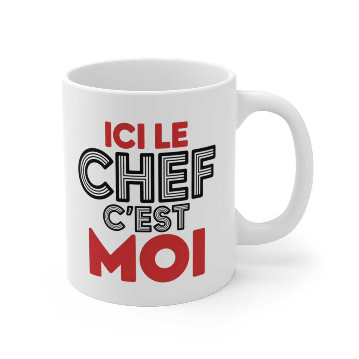 Mug Humoristique – « Ici le chef c’est moi » – Cadeau homme autorité – Tasse céramique 325 ml