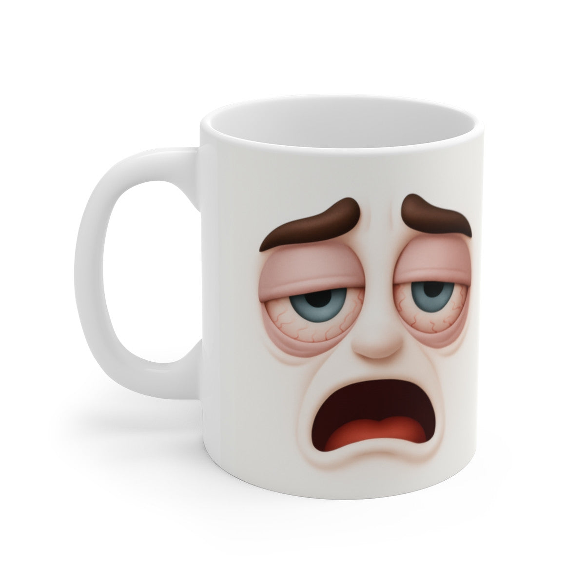 Mug Humour Fatigué Avant Café – Tasse Visage Endormi Céramique 325ml