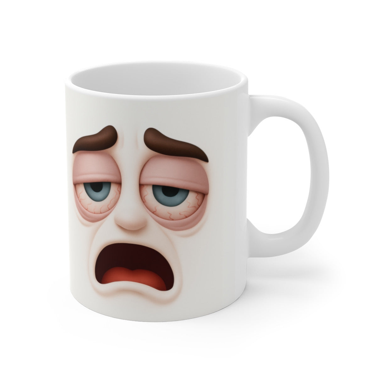 Mug Humour Fatigué Avant Café – Tasse Visage Endormi Céramique 325ml