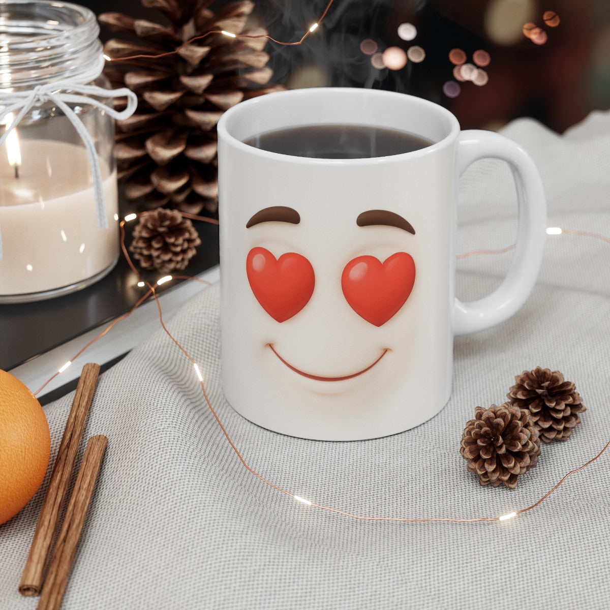 Mug Humour Amoureux Yeux Cœur – Tasse Drôle Romantique Céramique 325ml