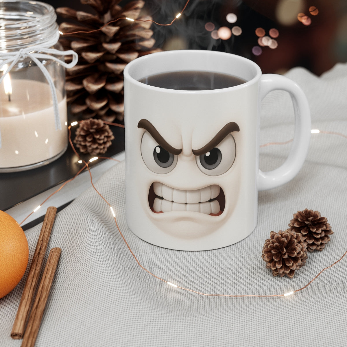 Mug Humour Visage Furieux – Tasse Drôle Colère Café Matin Céramique 325ml