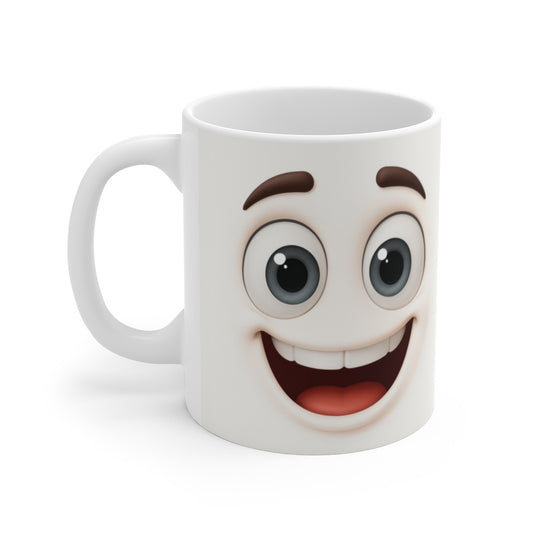 Mug Humour Visage Souriant – Tasse Drôle Bonne Humeur Matin Céramique 325ml