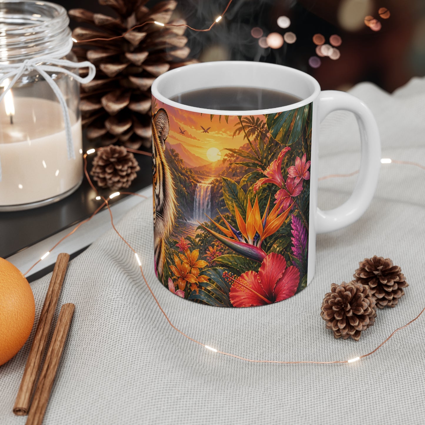 Tasse Tigre Jungle Tropicale – Mug Animal Sauvage Exotique – Cadeau Homme Femme Enfant 325ml