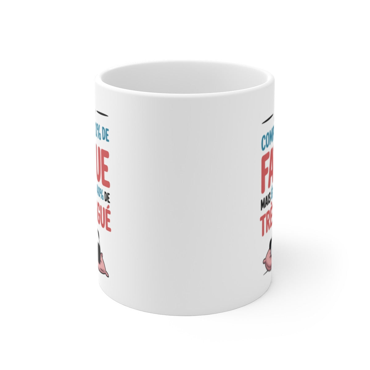 Mug Humour Panda – Tasse Drôle Je Suis Composé de 60% de Fatigue et 40% de Très Fatigué Céramique