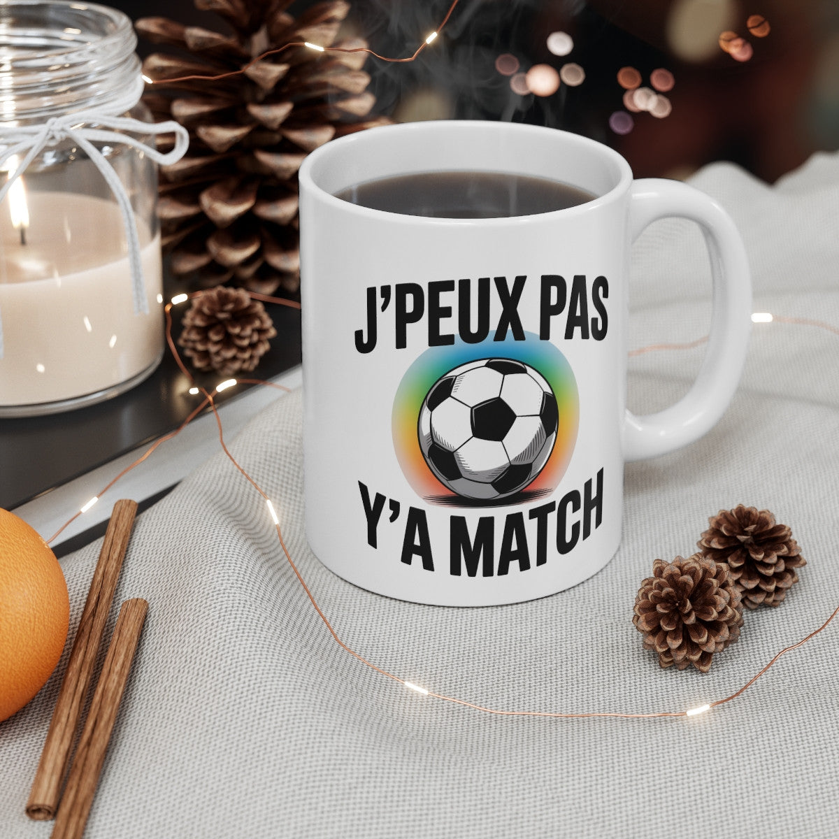 Mug J’peux Pas Y’a Match – Tasse Humour Football Supporter – Cadeau Original Joueur Fan de Foot