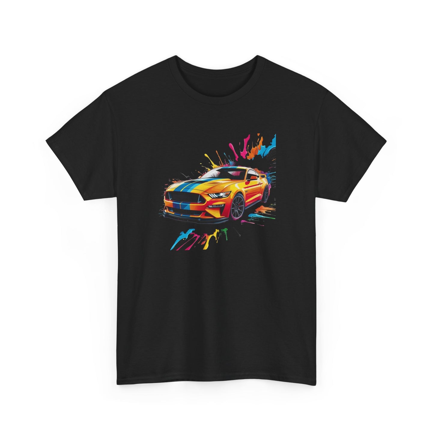 T-Shirt Voiture Sport Colorée – Tee Shirt Muscle Car Street Art – Cadeau Passion Auto Noir Blanc Gris