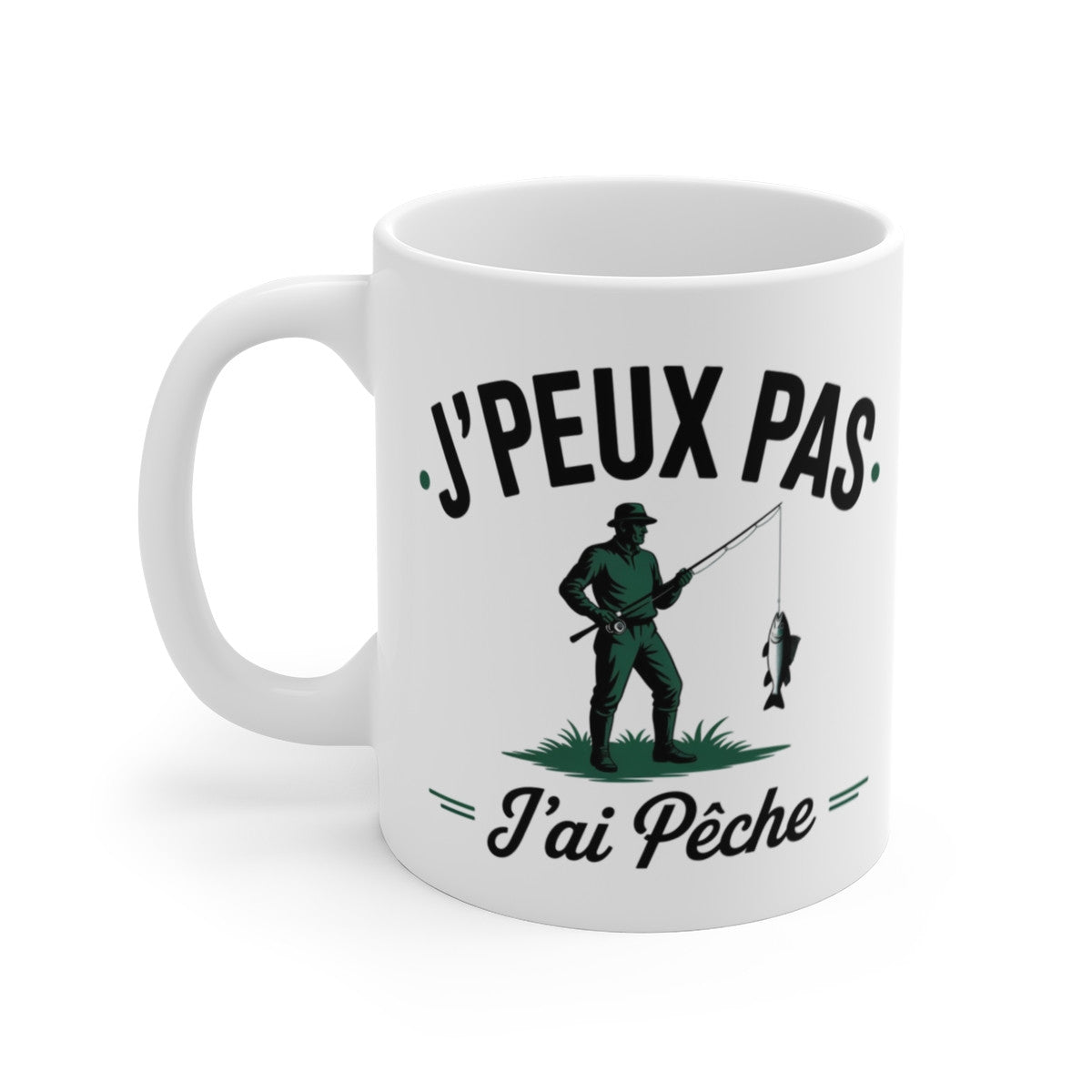 Mug Humour Pêche – J’peux pas J’ai Pêche – Cadeau Original Pêcheur Homme ou Femme – Tasse Amusante 325ml
