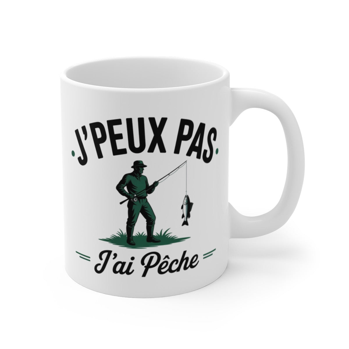 Mug Humour Pêche – J’peux pas J’ai Pêche – Cadeau Original Pêcheur Homme ou Femme – Tasse Amusante 325ml