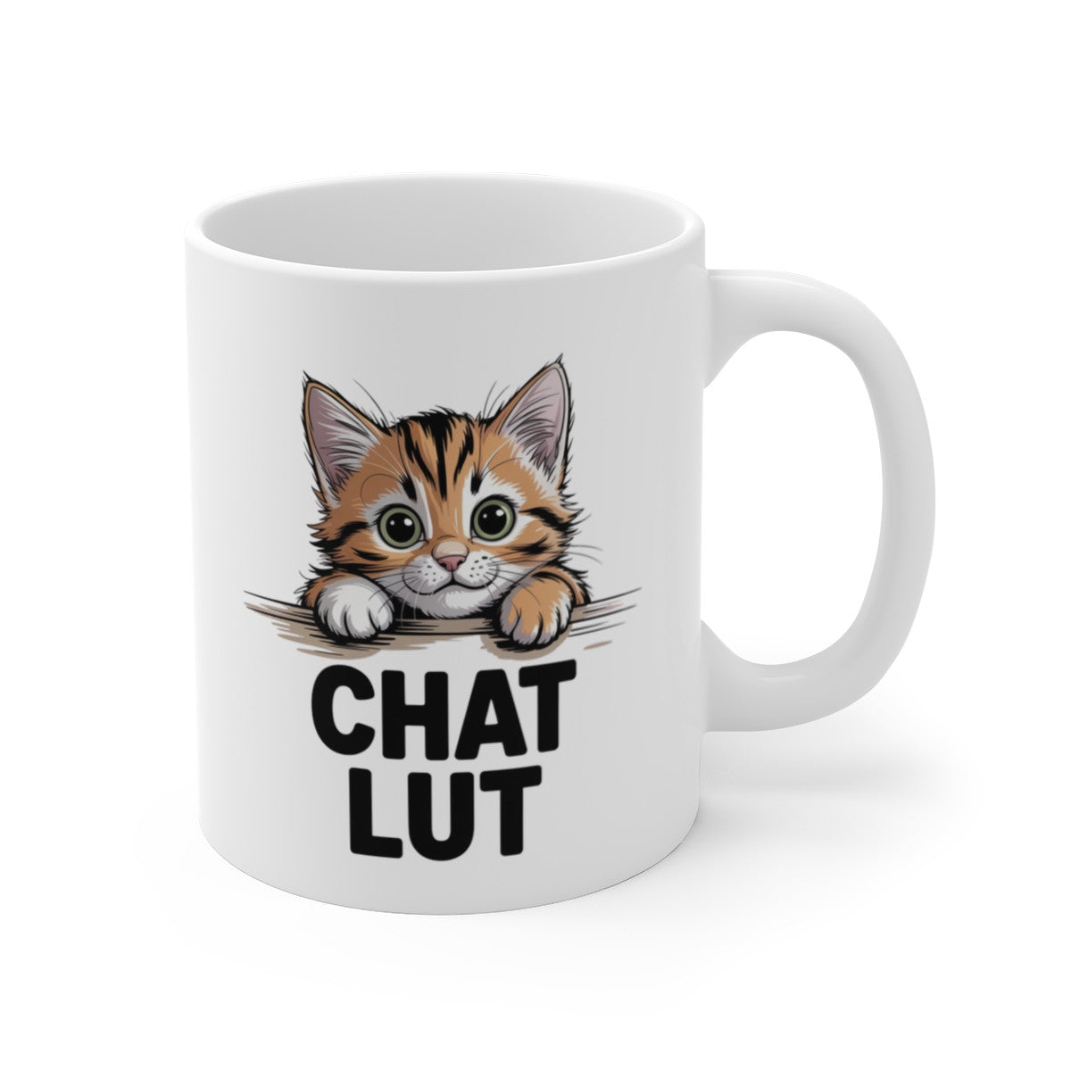 Mug Chat Lut – Tasse Céramique 325ml – Design Chat Mignon – Compatible Micro-Ondes et Lave-Vaisselle