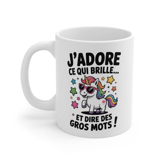 Mug Licorne Humour – Tasse Céramique 325ml – Design Arc-en-Ciel Mignon – Compatible Micro-Ondes et Lave-Vaisselle