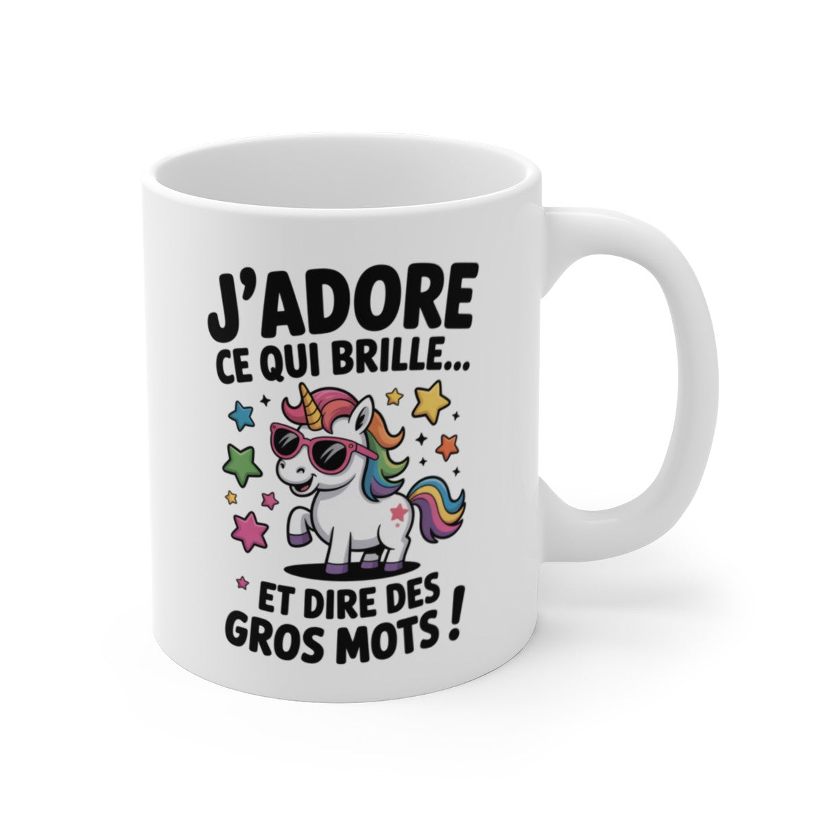 Mug Licorne Humour – Tasse Céramique 325ml – Design Arc-en-Ciel Mignon – Compatible Micro-Ondes et Lave-Vaisselle