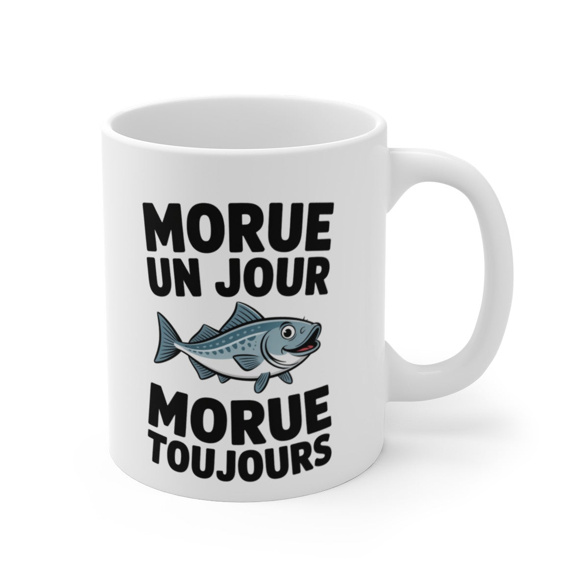 Mug Morue Humour – Tasse Céramique 325ml – Design Poisson Drôle – Compatible Micro-Ondes et Lave-Vaisselle
