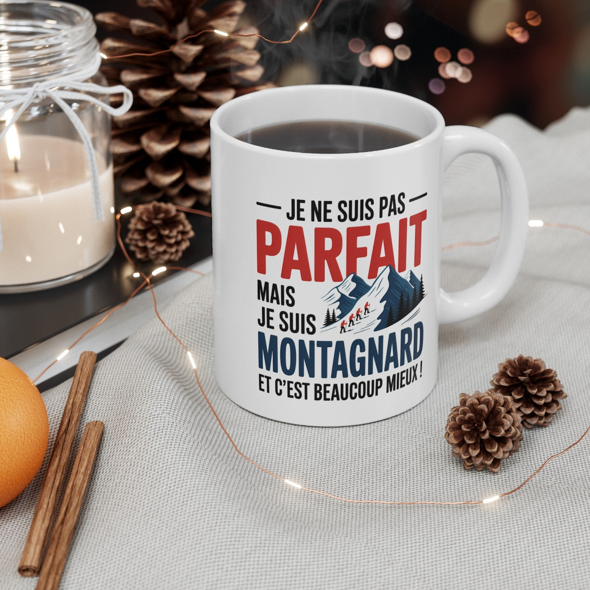 Mug Montagnard Humour – Tasse Céramique 325ml – Design Montagne Original