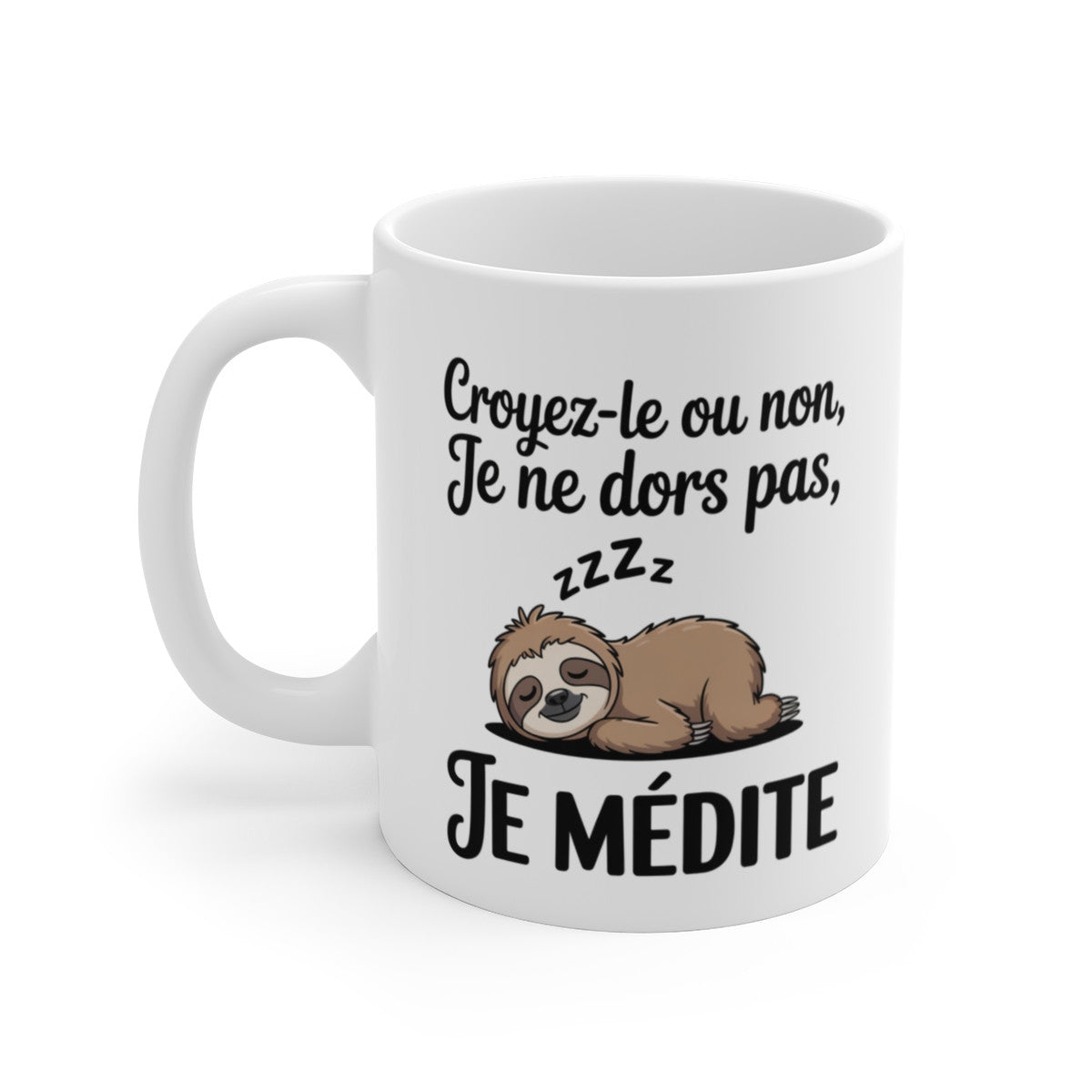 Mug Paresseux Humour – Tasse Céramique 325ml – Design Paresseux qui Médite – Compatible Micro-Ondes et Lave-Vaisselle