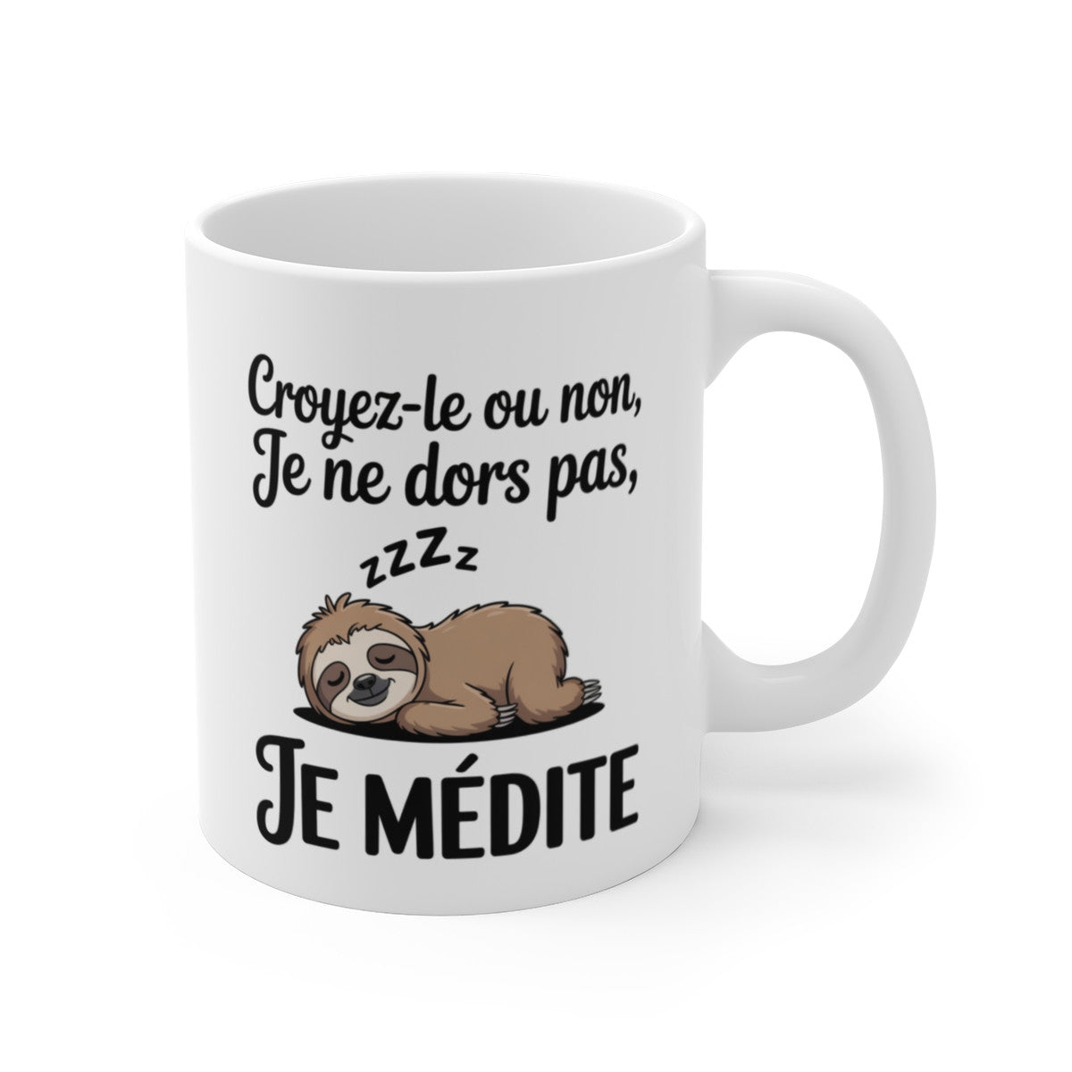Mug Paresseux Humour – Tasse Céramique 325ml – Design Paresseux qui Médite – Compatible Micro-Ondes et Lave-Vaisselle