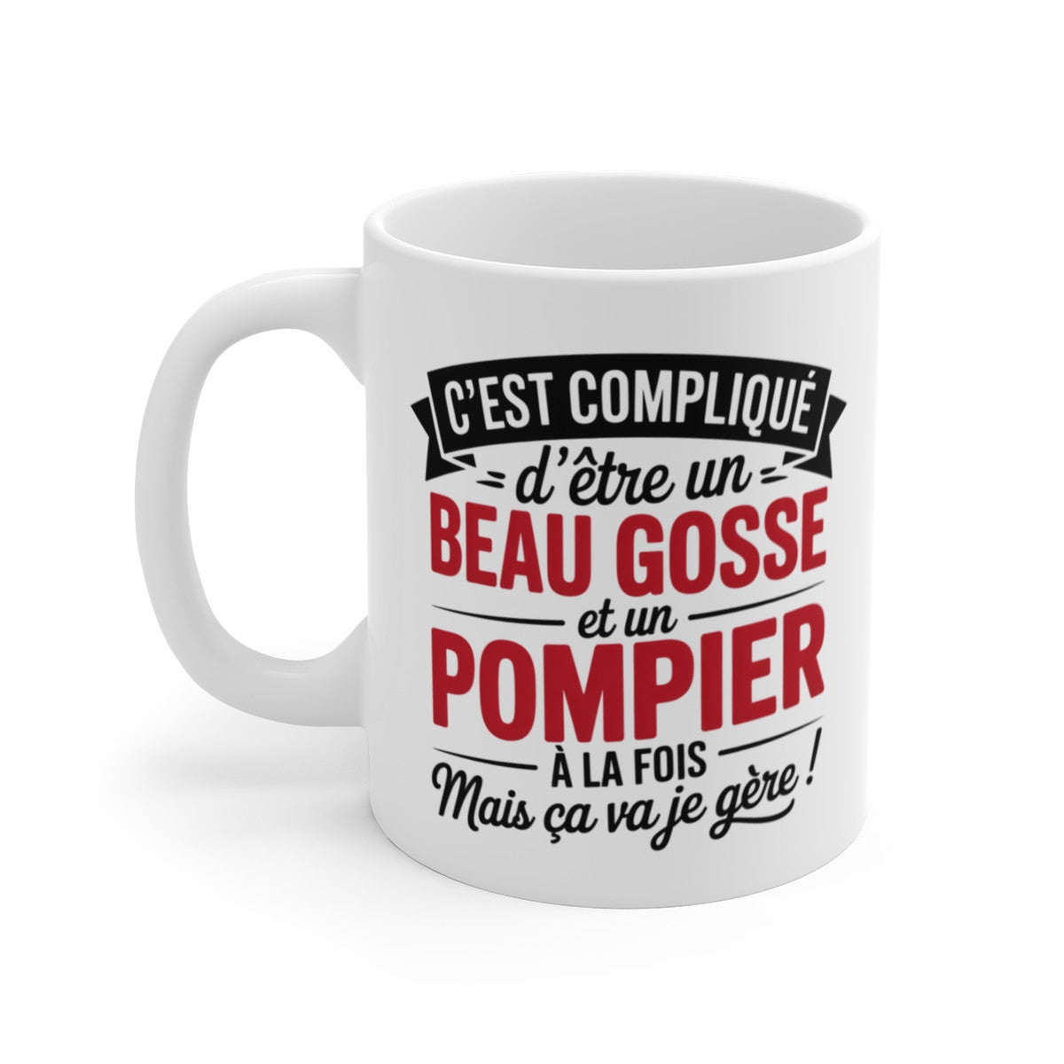 Mug Pompier Humour – Tasse Céramique 325ml – Design Beau Gosse et Pompier – Compatible Micro-Ondes et Lave-Vaisselle