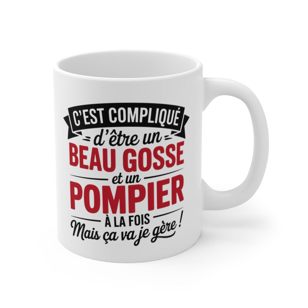 Mug Pompier Humour – Tasse Céramique 325ml – Design Beau Gosse et Pompier – Compatible Micro-Ondes et Lave-Vaisselle