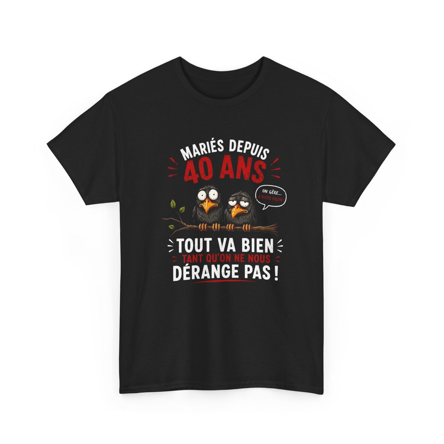 Tee-Shirt Homme Femme Mariés Depuis 40 Ans – Cadeau Anniversaire de Mariage Noces d'Émeraude – Humour Couple Original
