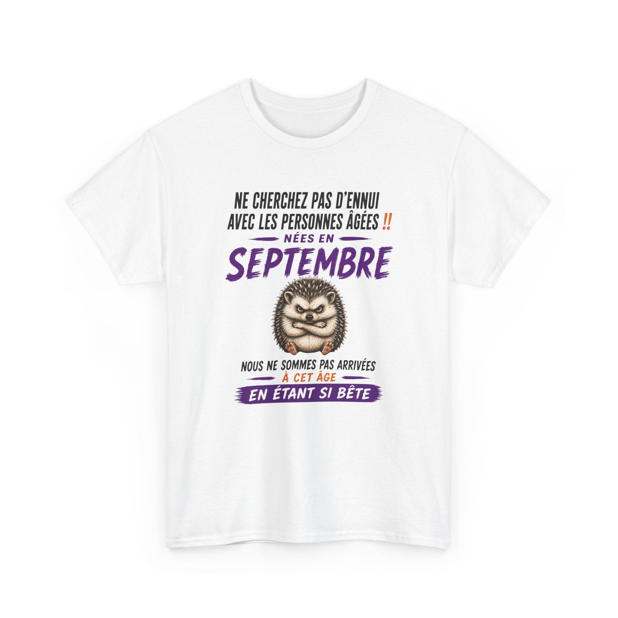 Tee-Shirt Né en Septembre Humour Senior – Cadeau Retraité Homme Femme – Hérisson Drôle Anniversaire Personne Âgée