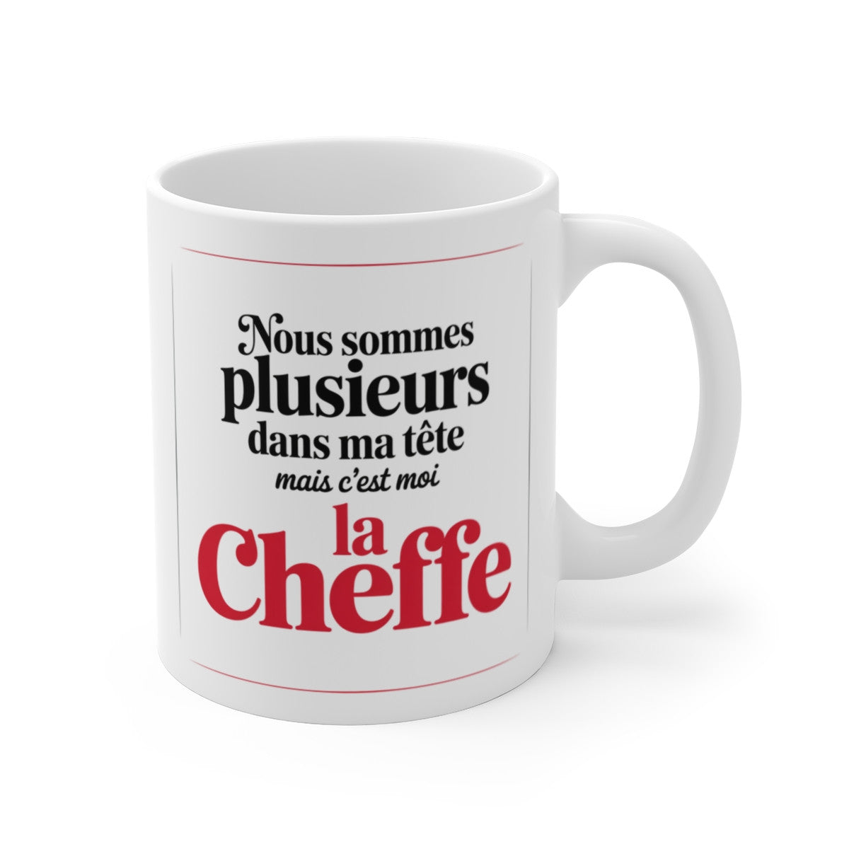 Mug La Cheffe Humour – Tasse Céramique 325ml – Citation Drôle Originale – Compatible Micro-Ondes et Lave-Vaisselle