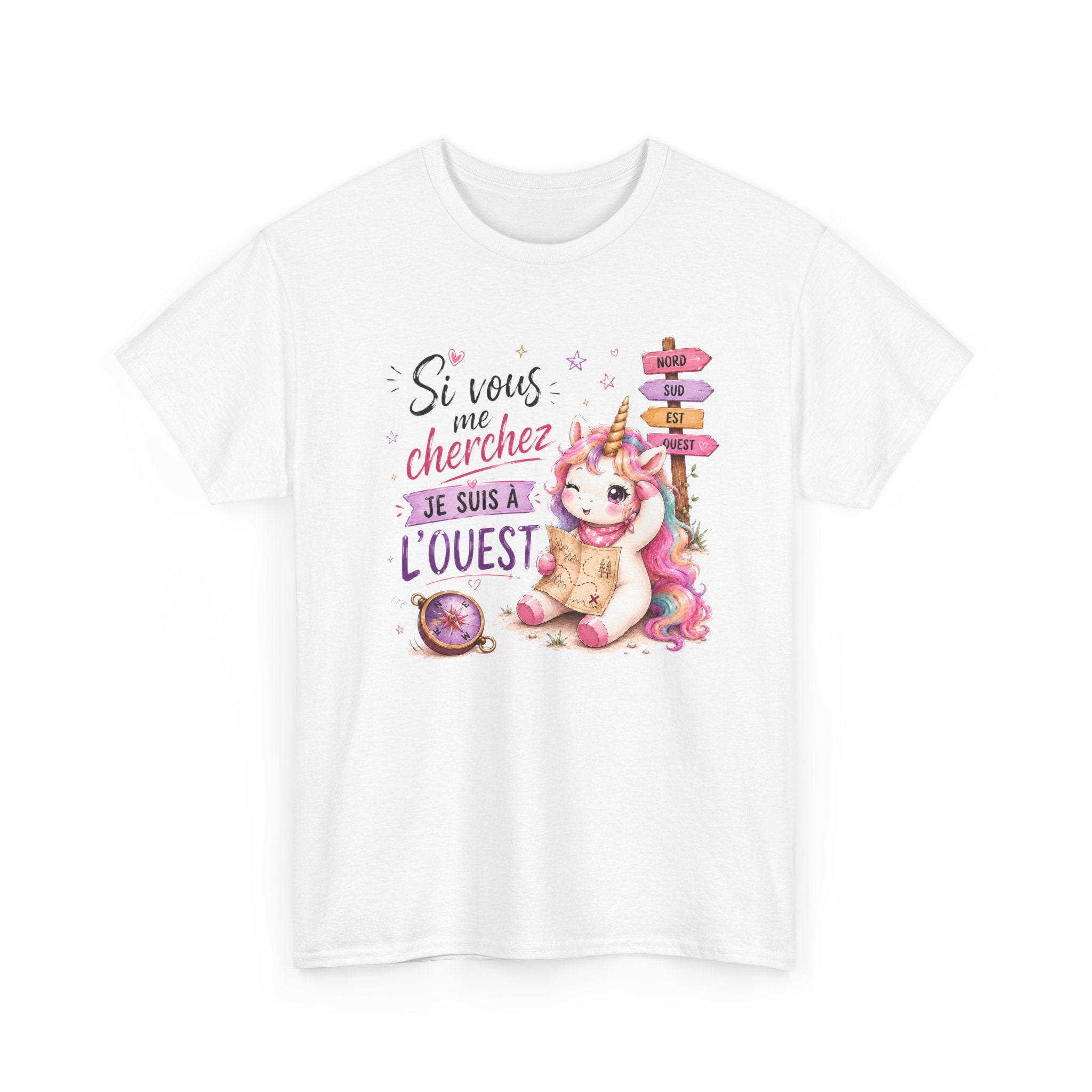 Tee-Shirt Femme Si Vous Me Cherchez Je Suis À L’Ouest – Licorne Drôle – Cadeau Humour Original