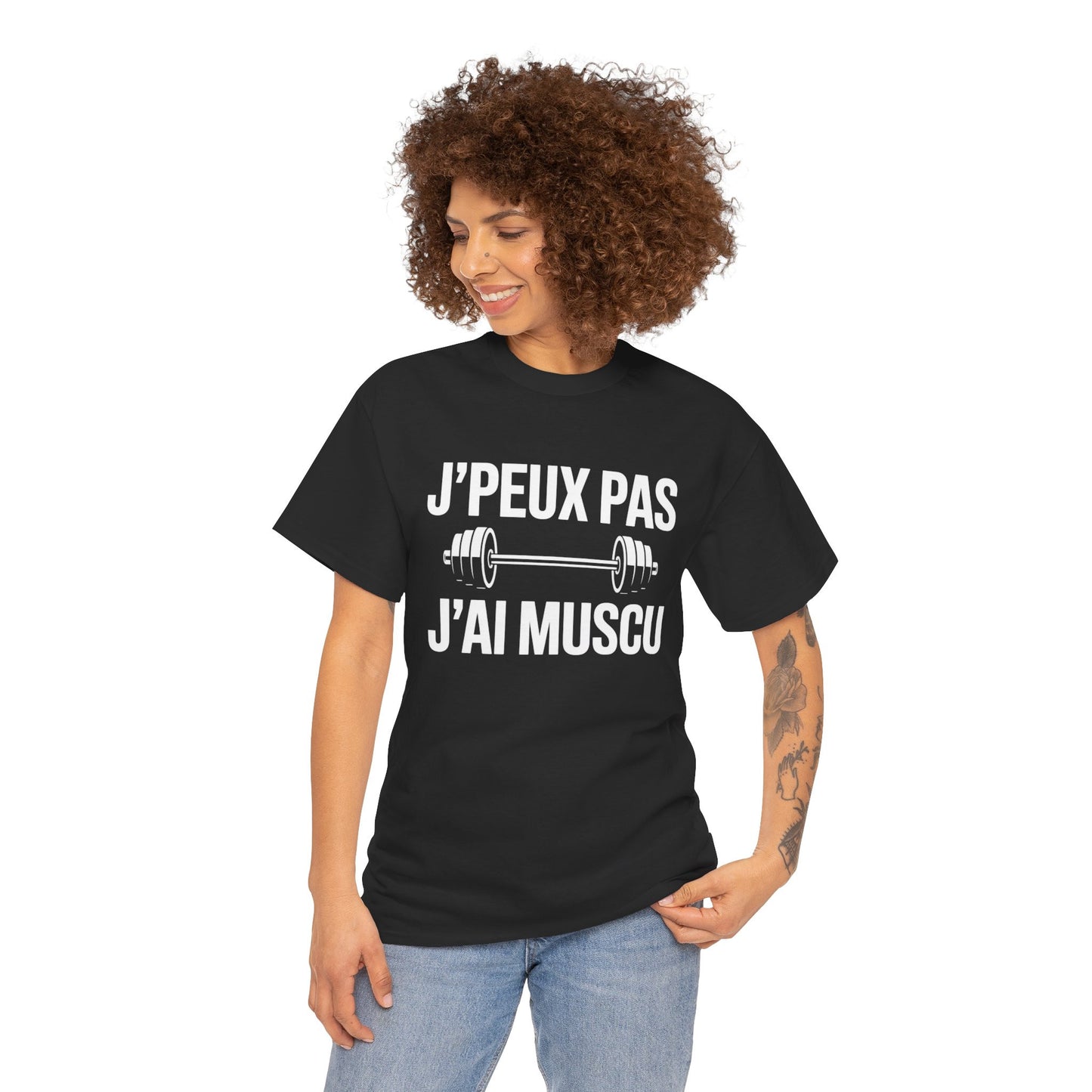 Tee Shirt J’peux pas j’ai muscu – T-Shirt Humour Sport Musculation Homme ou Femme Noir S-3XL