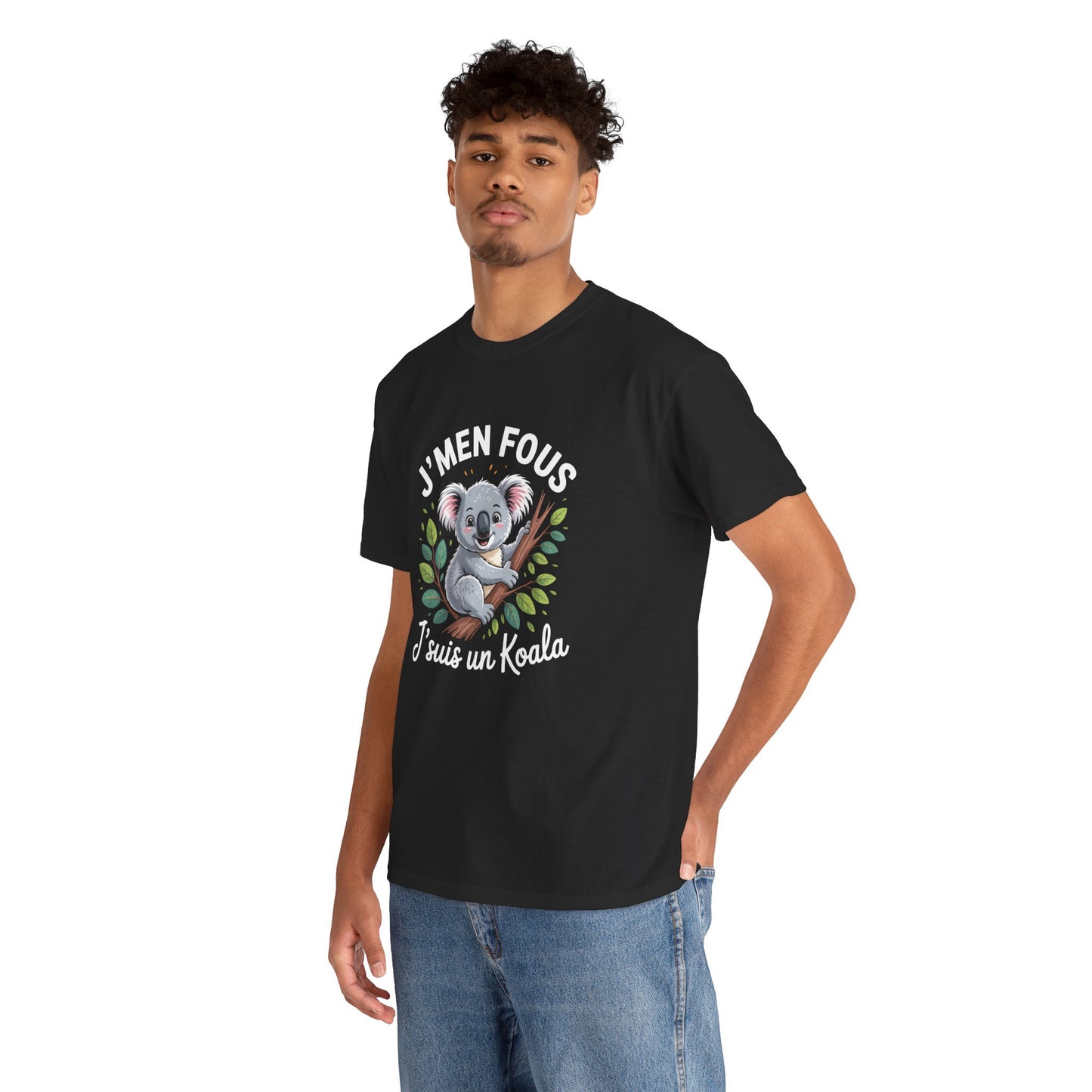 Tee Shirt J’m’en fous j’suis un Koala – T-Shirt Humour Animal Mignon Unisexe Noir S-3XL