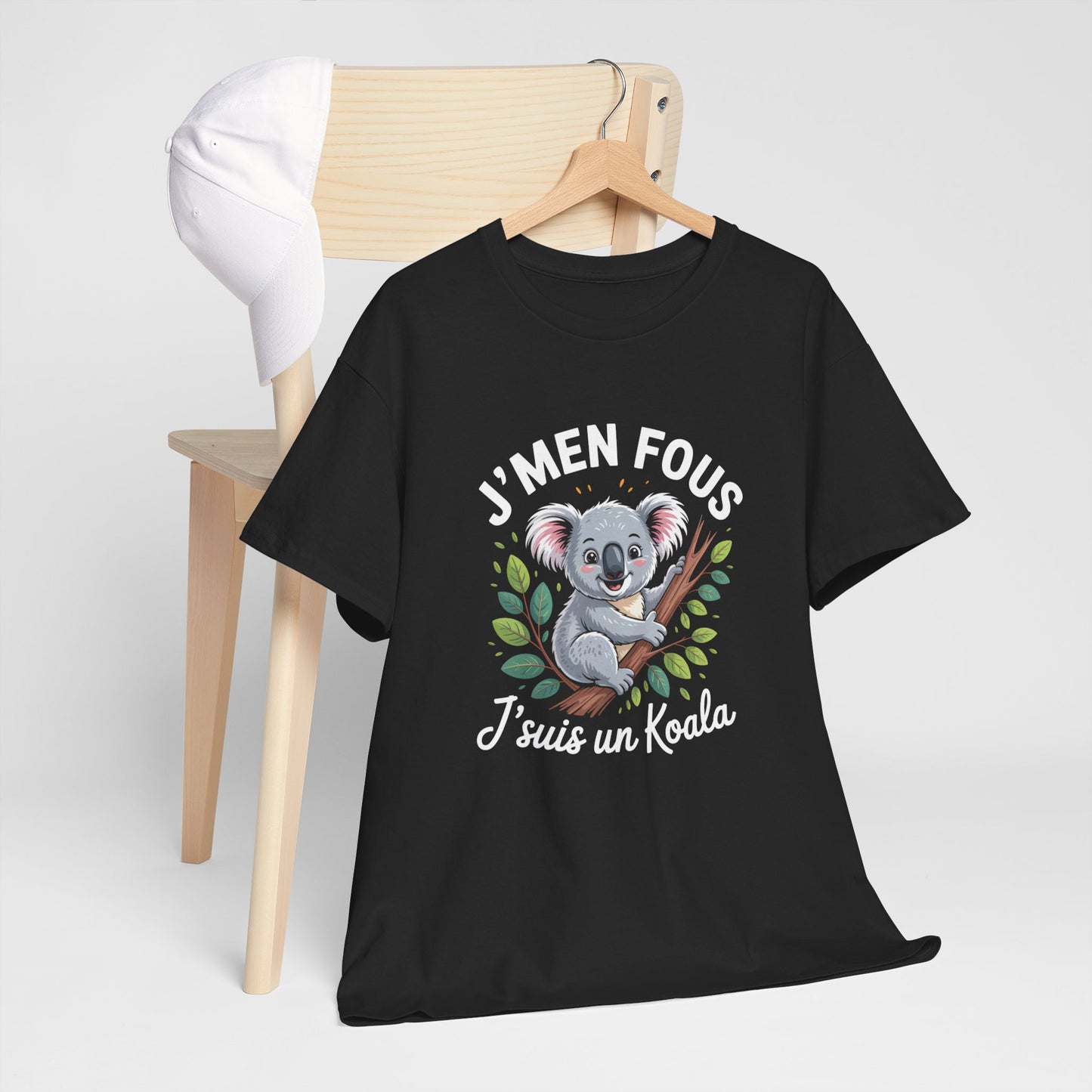 Tee Shirt J’m’en fous j’suis un Koala – T-Shirt Humour Animal Mignon Unisexe Noir S-3XL