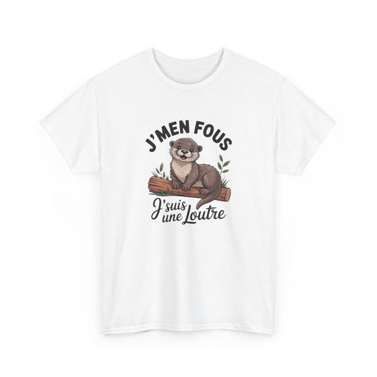Tee Shirt J’m’en fous j’suis une Loutre – T-Shirt Humour Animal Mignon Femme Blanc ou Gris S-3XL