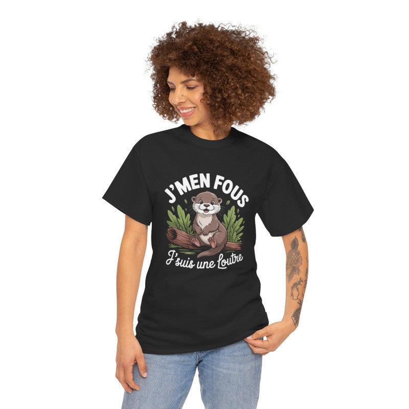 Tee Shirt J’m’en fous j’suis une Loutre – T-Shirt Humour Animal Mignon Femme ou Unisexe Noir S-3XL