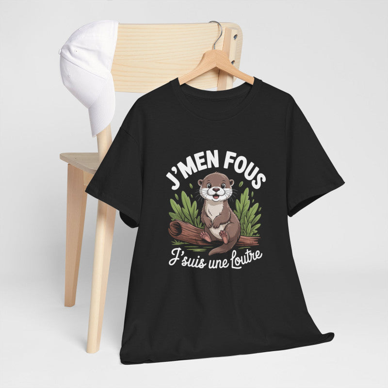 Tee Shirt J’m’en fous j’suis une Loutre – T-Shirt Humour Animal Mignon Femme ou Unisexe Noir S-3XL