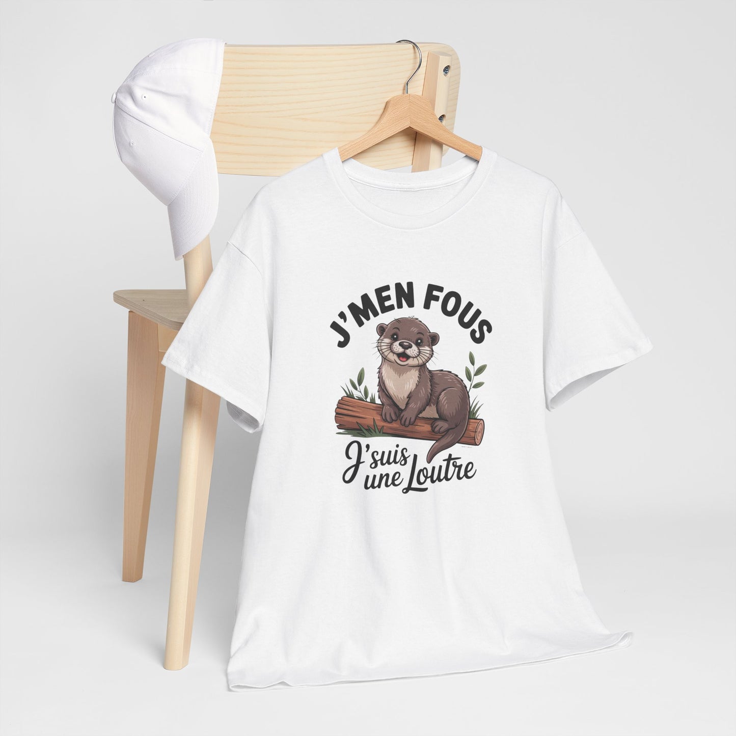 Tee Shirt J’m’en fous j’suis une Loutre – T-Shirt Humour Animal Mignon Femme Blanc ou Gris S-3XL