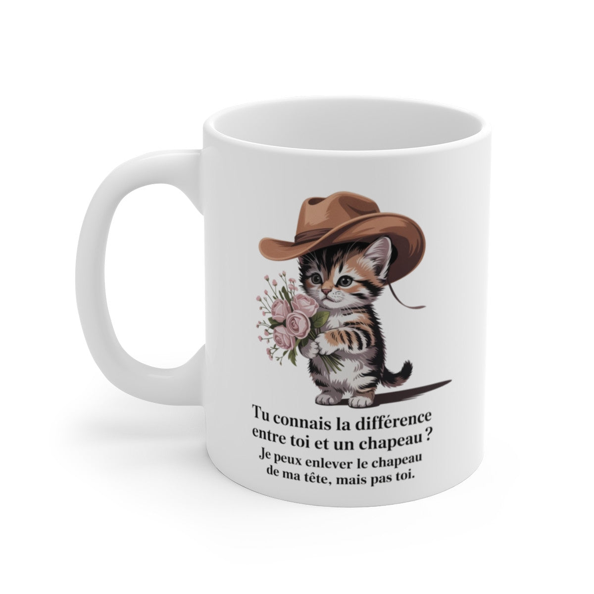Mug Chat Cowboy – Tasse Céramique 325ml – Design Chaton Mignon et Citation Amusante