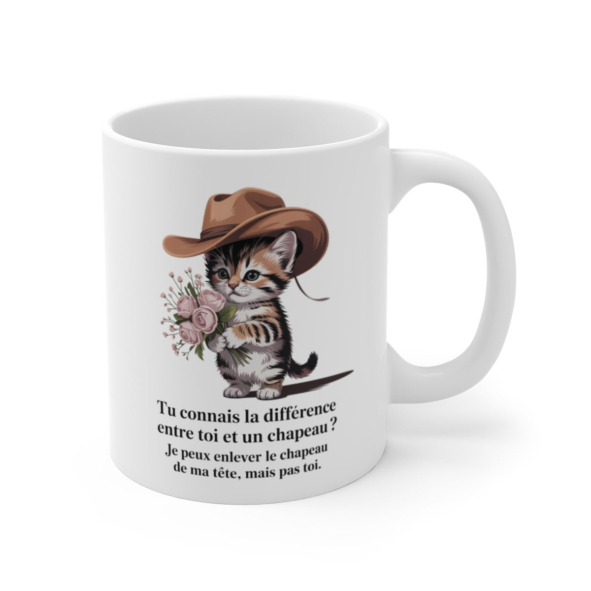 Mug Chat Cowboy – Tasse Céramique 325ml – Design Chaton Mignon et Citation Amusante