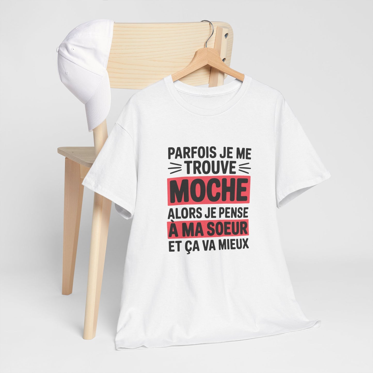 T-shirt Humour Parfois Je Me Trouve Moche – Cadeau Drôle pour Sœur – Tee Shirt  Unisexe Blanc Gris Sport