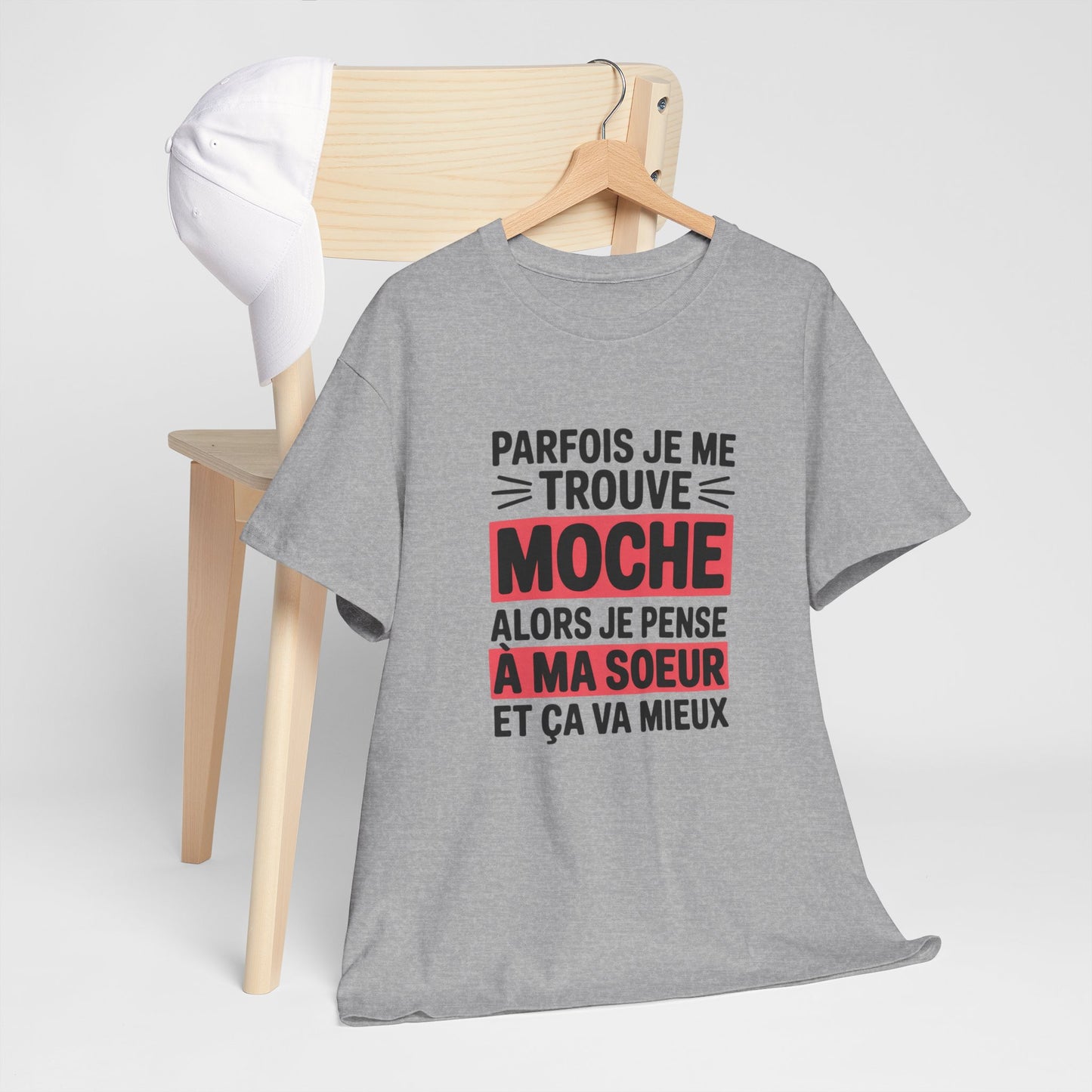 T-shirt Humour Parfois Je Me Trouve Moche – Cadeau Drôle pour Sœur – Tee Shirt  Unisexe Blanc Gris Sport