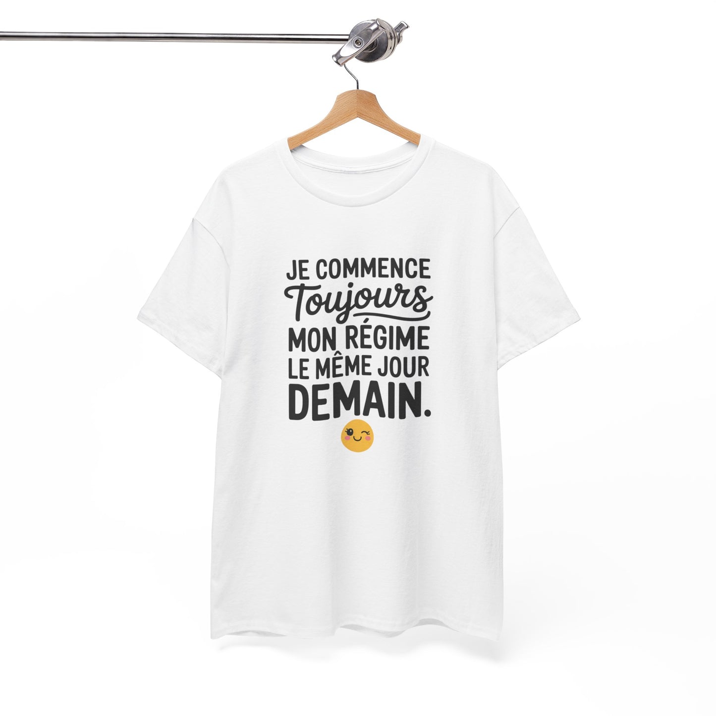 Tee Shirt Je Commence Toujours Mon Régime Demain – T-shirt Humour Procrastination – Cadeau Drôle