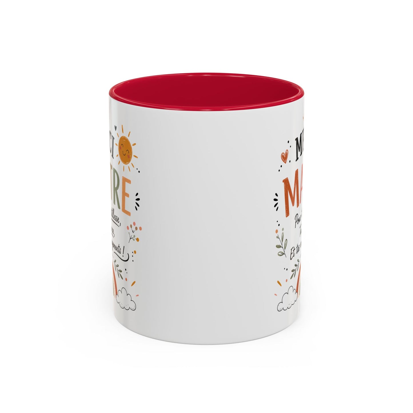 Tasse Merci Maître – Mug Remerciement École Primaire – Cadeau Fin d’Année Enseignant Homme 325ml Noir Bleu Rouge