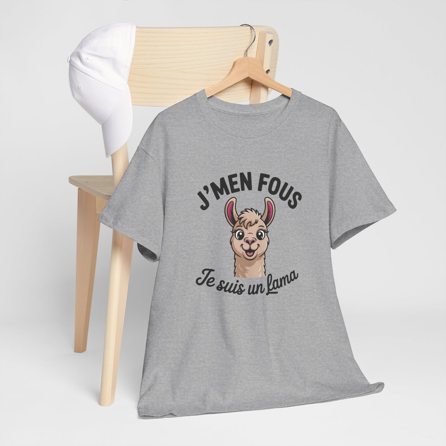 T-shirt Humour J’m’en Fous Je Suis un Lama  Tee Shirt Drôle Animal Mignon Unisexe Blanc Gris Sport  Idée Cadeau Originale