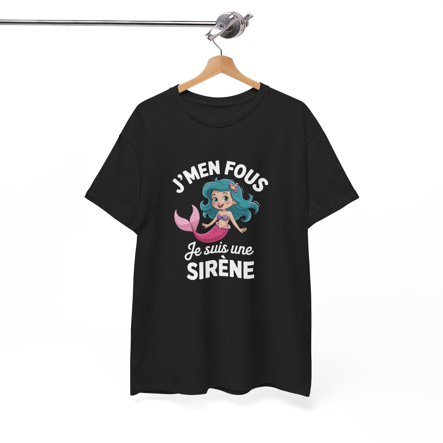 T-shirt Femme Humour J’m’en Fous Je Suis une Sirène – Tee Shirt Drôle Mignon Noir – Idée Cadeau