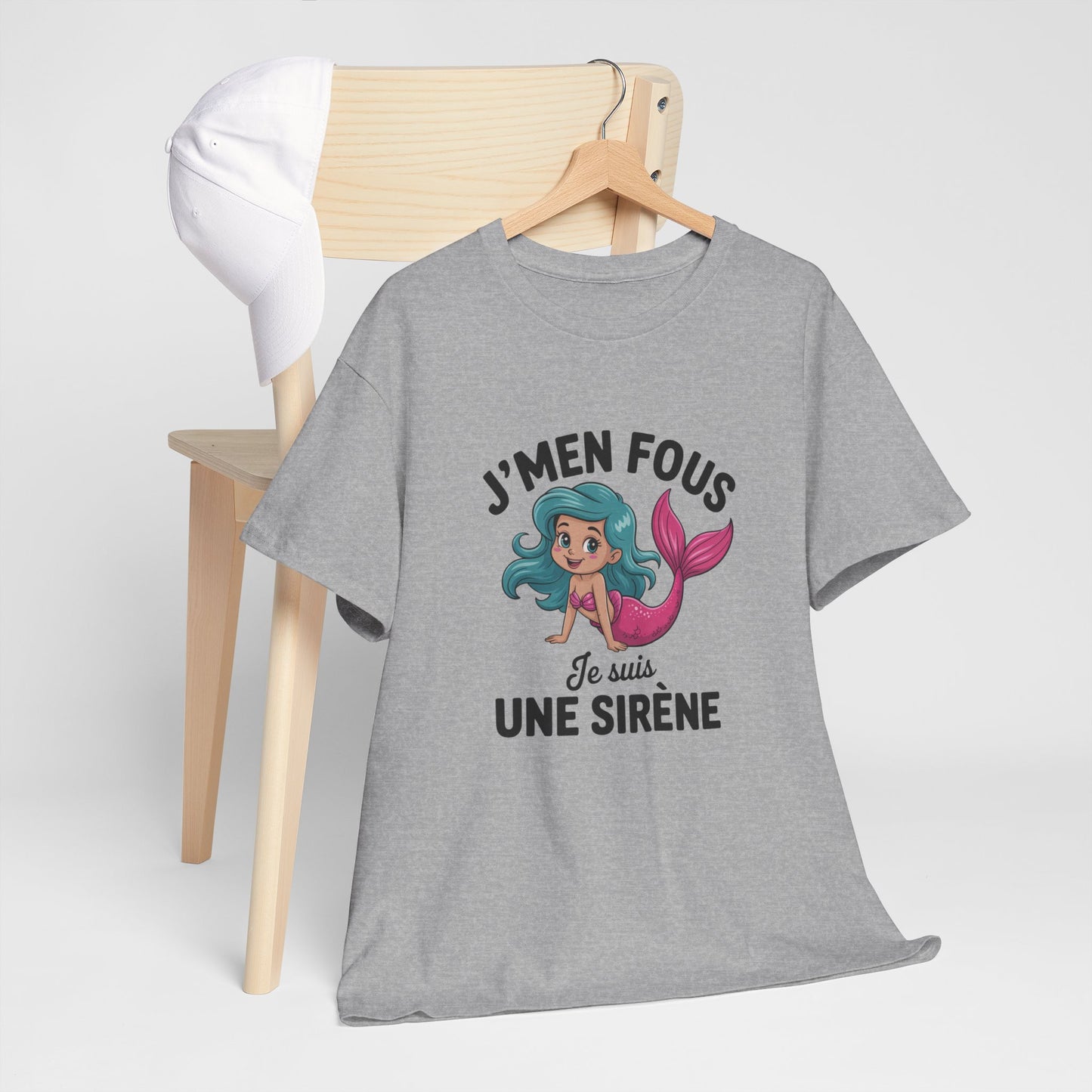 T-shirt Femme Humour J’m’en Fous Je Suis une Sirène – Tee Shirt Drôle et Mignon Blanc Gris Sport