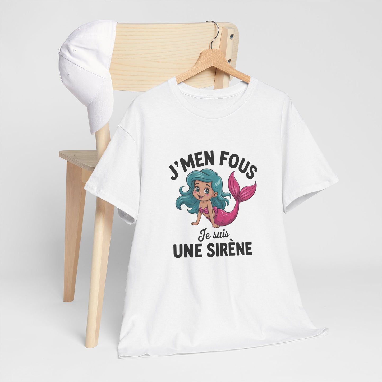 T-shirt Femme Humour J’m’en Fous Je Suis une Sirène – Tee Shirt Drôle et Mignon Blanc Gris Sport