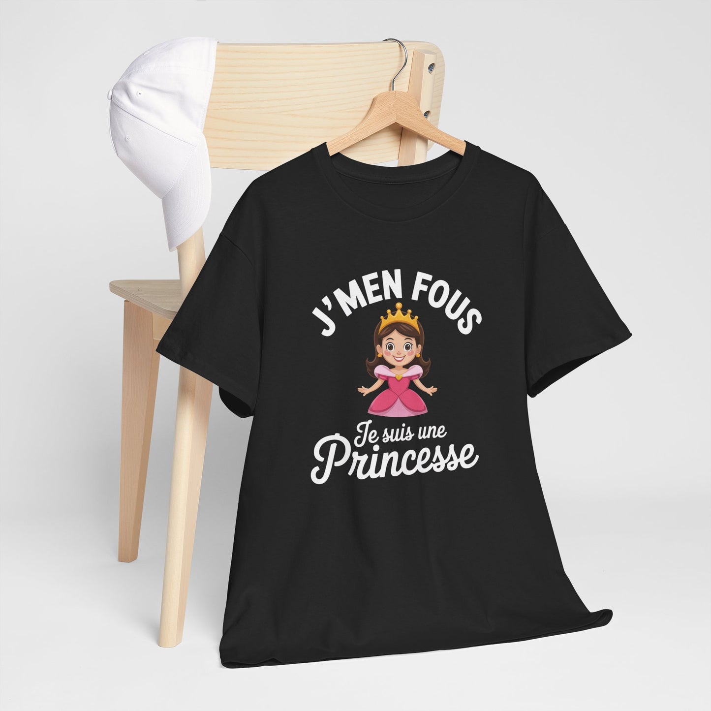 T-shirt Femme Humour J’m’en Fous Je Suis une Princesse – Tee Shirt Drôle et Mignon Noir – Idée Cadeau