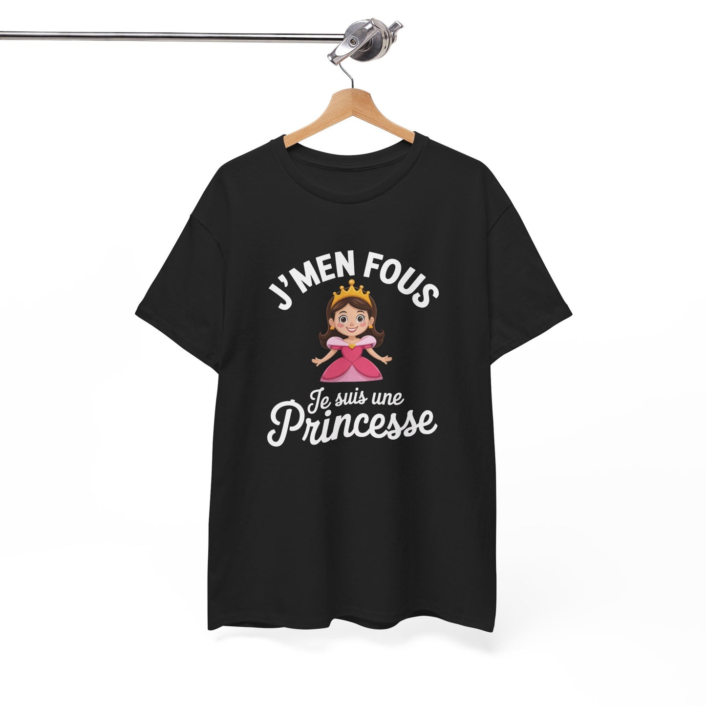 T-shirt Femme Humour J’m’en Fous Je Suis une Princesse – Tee Shirt Drôle et Mignon Noir – Idée Cadeau