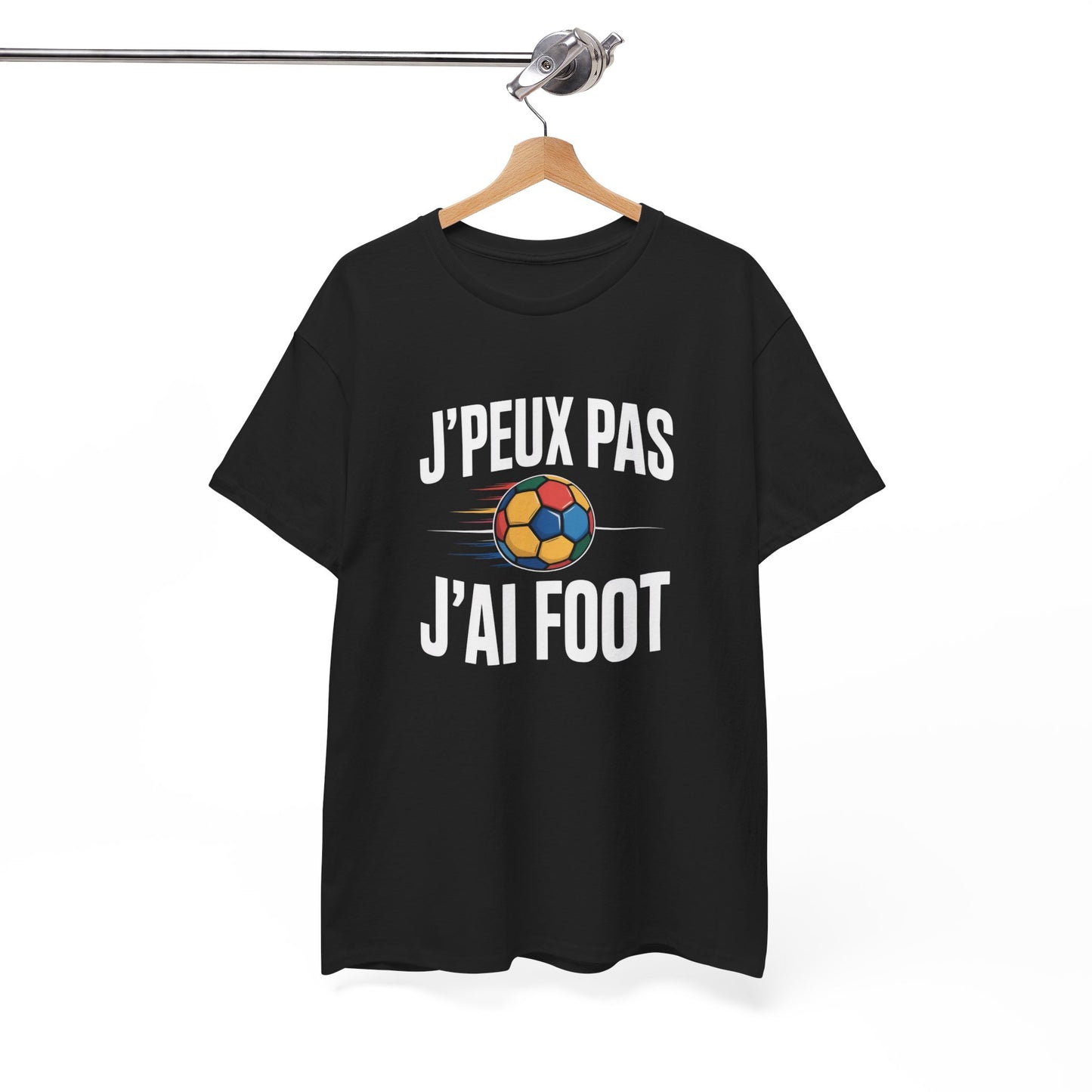 T-shirt Humour J’Peux Pas J’Ai Foot – Tee Shirt Drôle Football Unisexe Noir – Idée Cadeau Fan de Foot